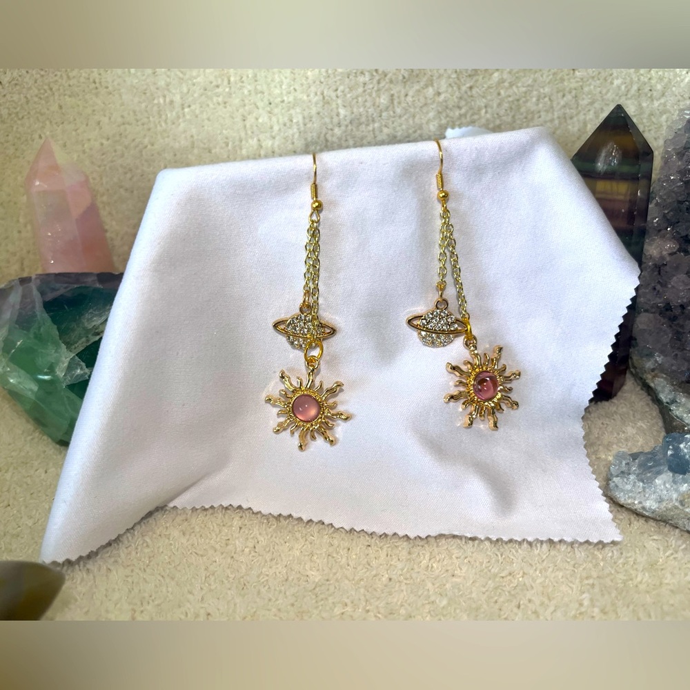 Pink Dangle Space Earrings